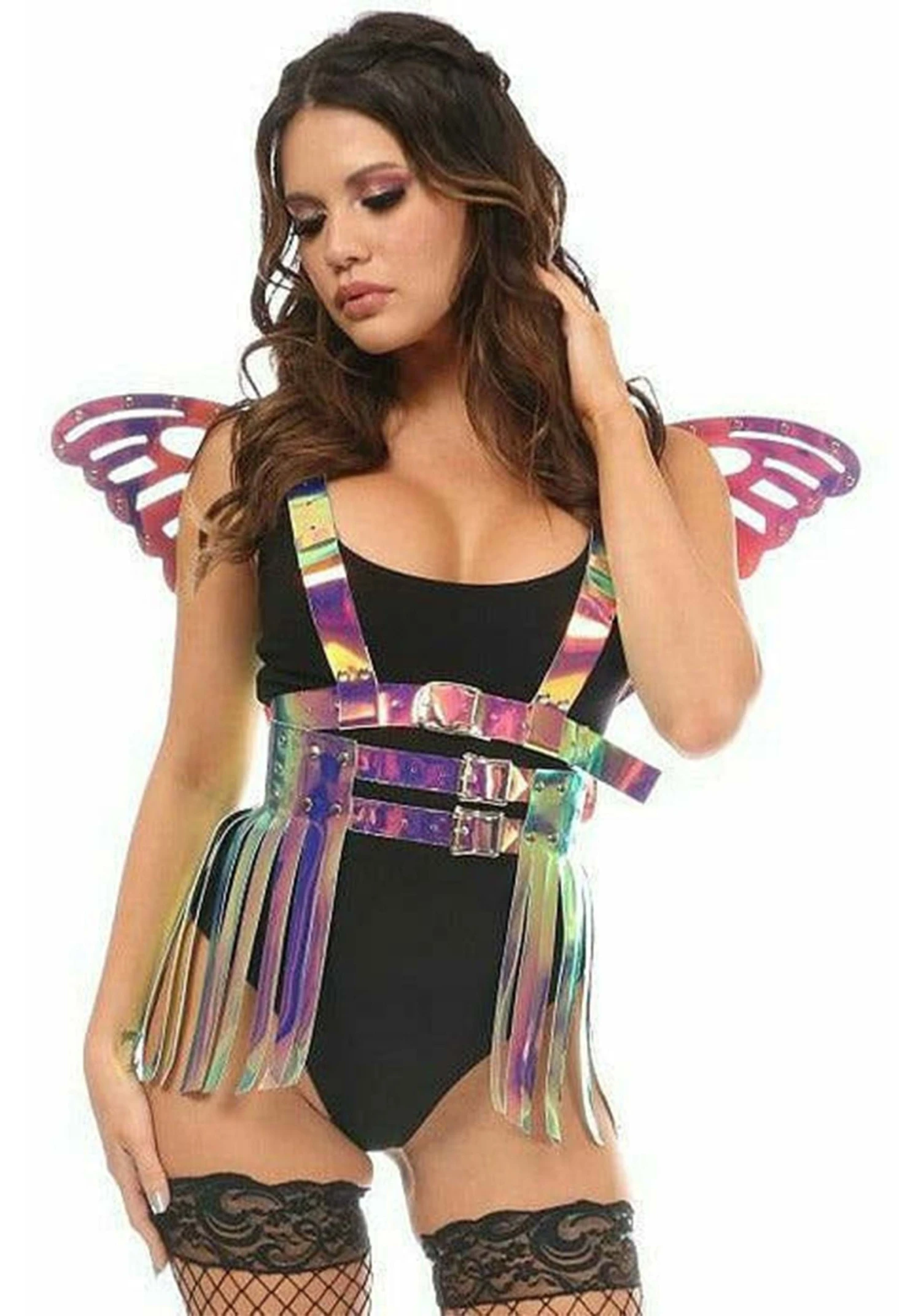 Daisy Corsets Rainbow Gold Holo Harness & Skirt 2 Piece Set 2 Daisy Corsets Rainbow Gold Holo Harness & Skirt 2 Piece Set - Image 2