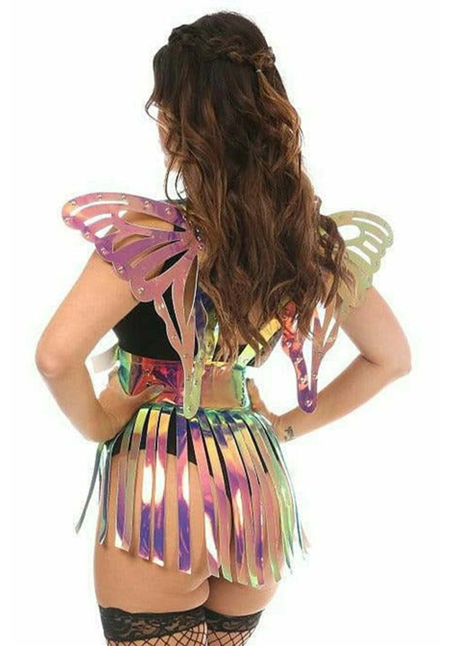 Daisy Corsets Rainbow Gold Holo Harness & Skirt 2 Piece Set 1 Daisy Corsets Rainbow Gold Holo Harness & Skirt 2 Piece Set