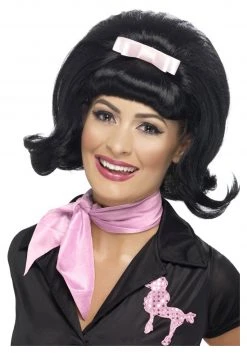 Smiffys 50s Flicked Beehive Black Wig