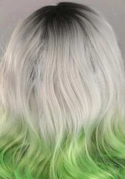 Partytime Costume & Lingerie (Yiwu) Factory Gray And Green Ombre Wig For Adults -Cheap Halloween Store adult grey and green ombre wig 1