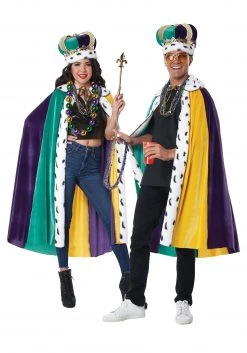 California Costume Collection Mardi Gras Cape And Crown Set For Adults