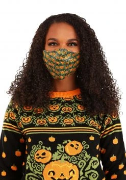 Guangzhou Fashion Travelling Goods Co. Ltd Pumpkins Pattern Sublimated Face Mask For Adults -Cheap Halloween Store adult pumpkins pattern sublimated face mask alt 2