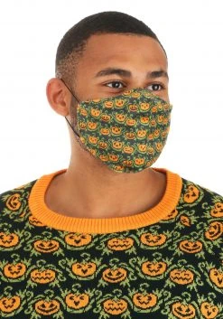Guangzhou Fashion Travelling Goods Co. Ltd Pumpkins Pattern Sublimated Face Mask For Adults -Cheap Halloween Store adult pumpkins pattern sublimated face mask alt 4
