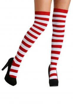 Fun Costumes Adult Red And White Striped Socks