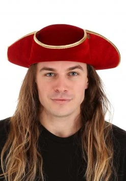 Elope Rum Pirate Red Costume Hat For Adults -Cheap Halloween Store adult rum pirate red hat alt 3