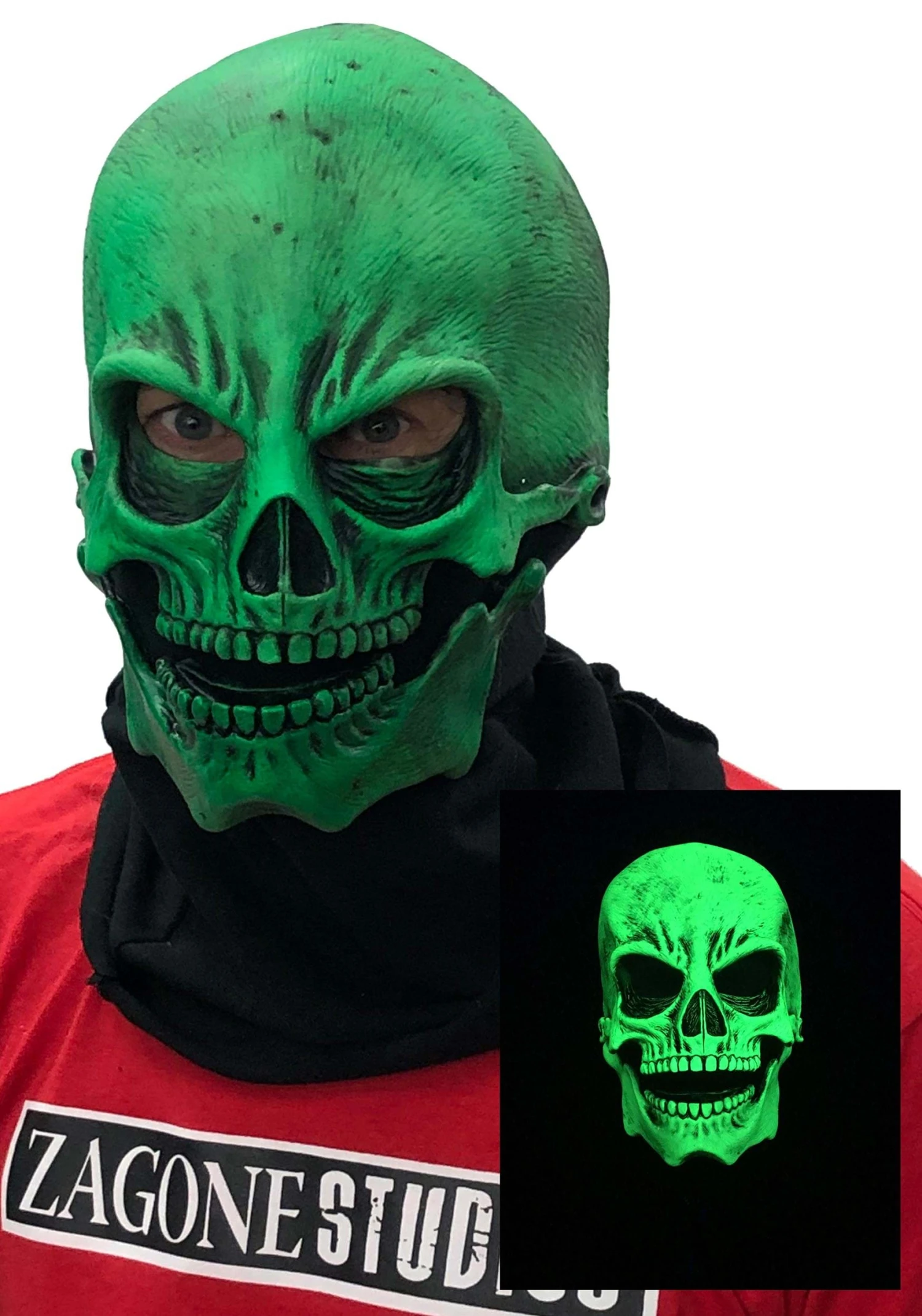 Zagone Studios Adult UV Green Glow Skull Mask 1 Zagone Studios Adult UV Green Glow Skull Mask