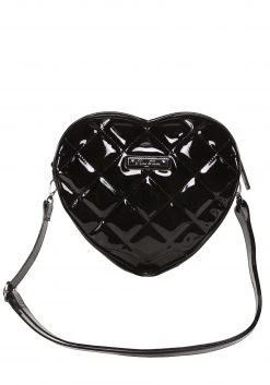 Rock Rebel Shop Bat Studded Quilted Faux Patent Heart Purse
