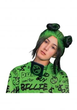 Disguise Billie Eilish-Adult Green Double Bun Wig