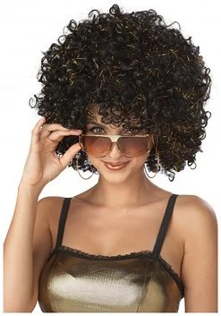 California Costume Collection Black And Gold Disco Wig