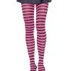 Leg Avenue Nylon Tights- Black And Pink Striped