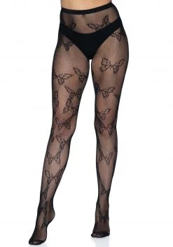 Leg Avenue Butterfly Net Black Tights -Cheap Halloween Store black butterfly net tights alt 3
