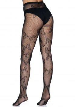 Leg Avenue Butterfly Net Black Tights -Cheap Halloween Store black butterfly net tights alt 4
