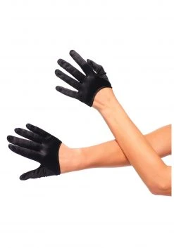 Leg Avenue Black Cropped Satin Gloves