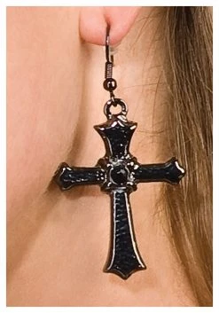 Rubies Costume Co. Inc Black Cross Earrings