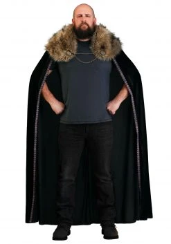 Partytime Costume & Lingerie (Yiwu) Factory Men's Black Faux Fur Collar Viking Cape