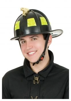 Charades Black Fireman Helmet