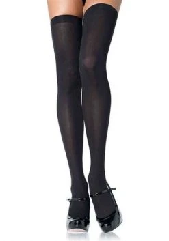Leg Avenue Black Opaque Plus Nylon Thigh High Plus Size Tights