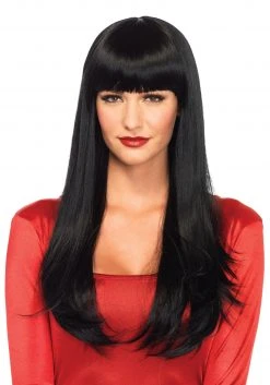 Leg Avenue Black Straight Wig With Bangs