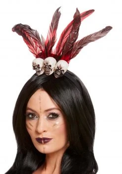 Smiffys Black Voodoo Headband With Skulls
