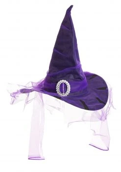Jacobson Hats The Black Witch Hat With Purple Veil