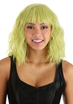 Partytime Wig Blonde And Green Wavy Wig Accessory