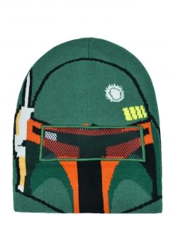 Concept One Accessories Star Wars Boba Fett Big Face Roll Down Intarsia Beanie -Cheap Halloween Store boba fett big face roll down intarsia beanie alt 3