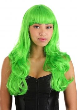 Partytime Wig Bright Green Full Wavy Wig For Women