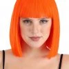 Partytime Wig Bright Orange Bob Wig For Adults