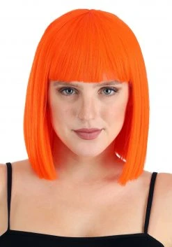 Partytime Wig Bright Orange Bob Wig For Adults