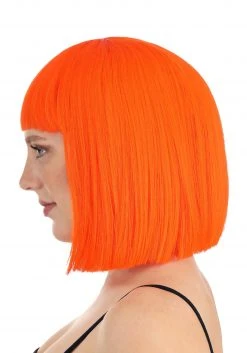 Partytime Wig Bright Orange Bob Wig For Adults -Cheap Halloween Store bright orange bob wig alt 2