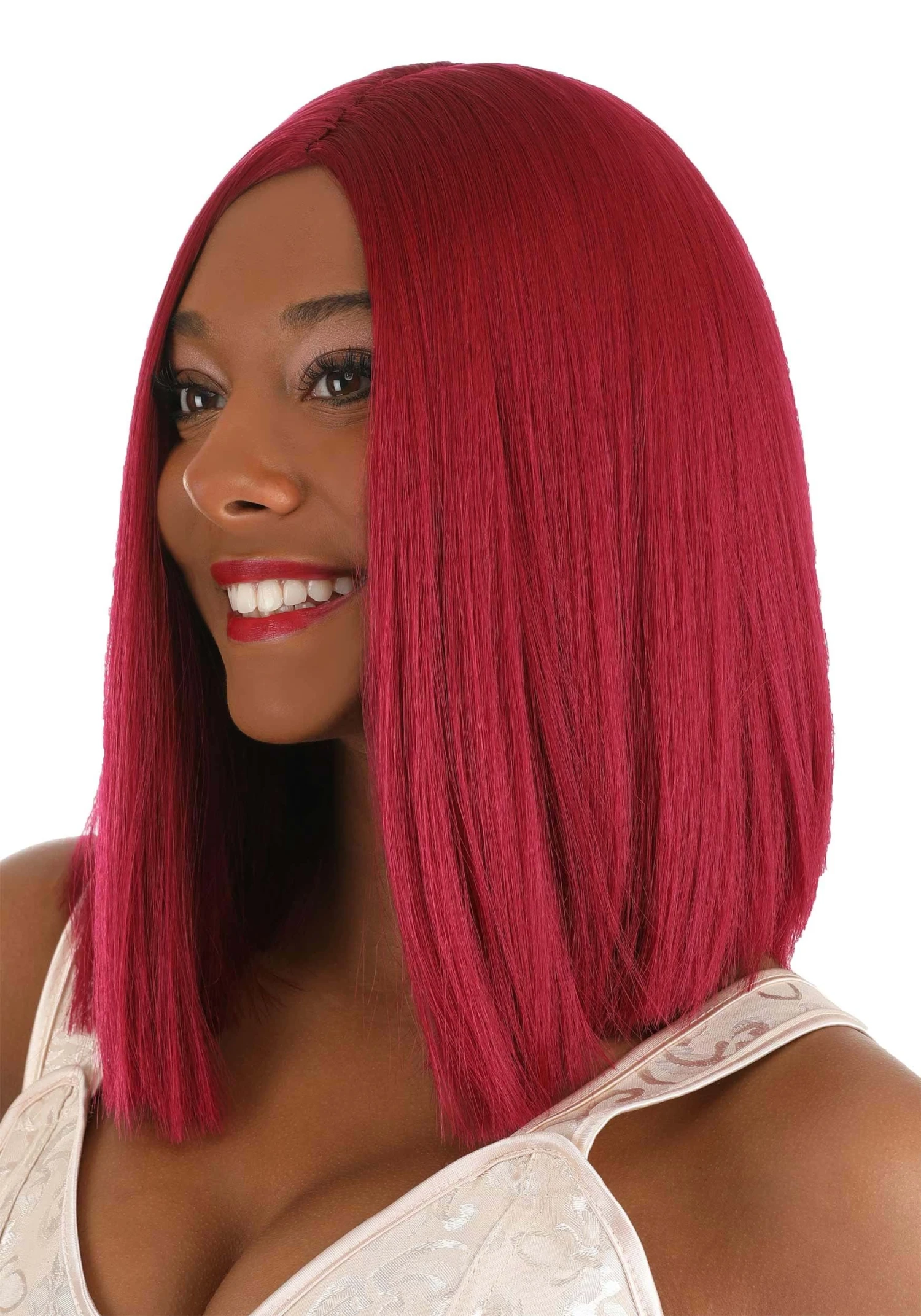 Partytime Wig Long Bright Red Bob Wig 2 Partytime Wig Long Bright Red Bob Wig - Image 2