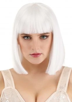Partytime Wig Bright White Bob Wig For Women 6 Partytime Wig Bright White Bob Wig For Women -Cheap Halloween Store bright white bob wig alt 2