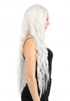 Partytime Wig Long Bright White Wavy Wig -Cheap Halloween Store bright white long wavy wig alt 2