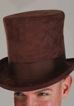 Elope Adult Brown Top Hat -Cheap Halloween Store brown top hat alt 3