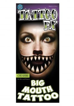 Tinsley Transfers Cheshire Cat Temporary Big Mouth Tattoo