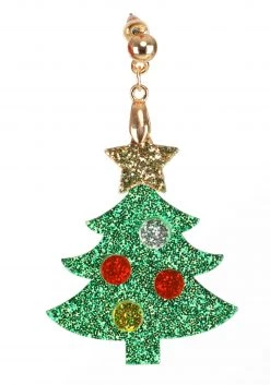 Anarchy Street Christmas Tree Glitter Earrings Lucite -Cheap Halloween Store christmas tree lucite glitter earring alt 2
