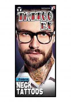 Tinsley Transfers Cobra Neck Tattoo