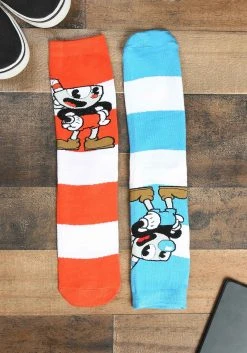 Elope Cuphead Mugman Victory Crew Socks -Cheap Halloween Store cuphead mugman victory crew socks alt 2