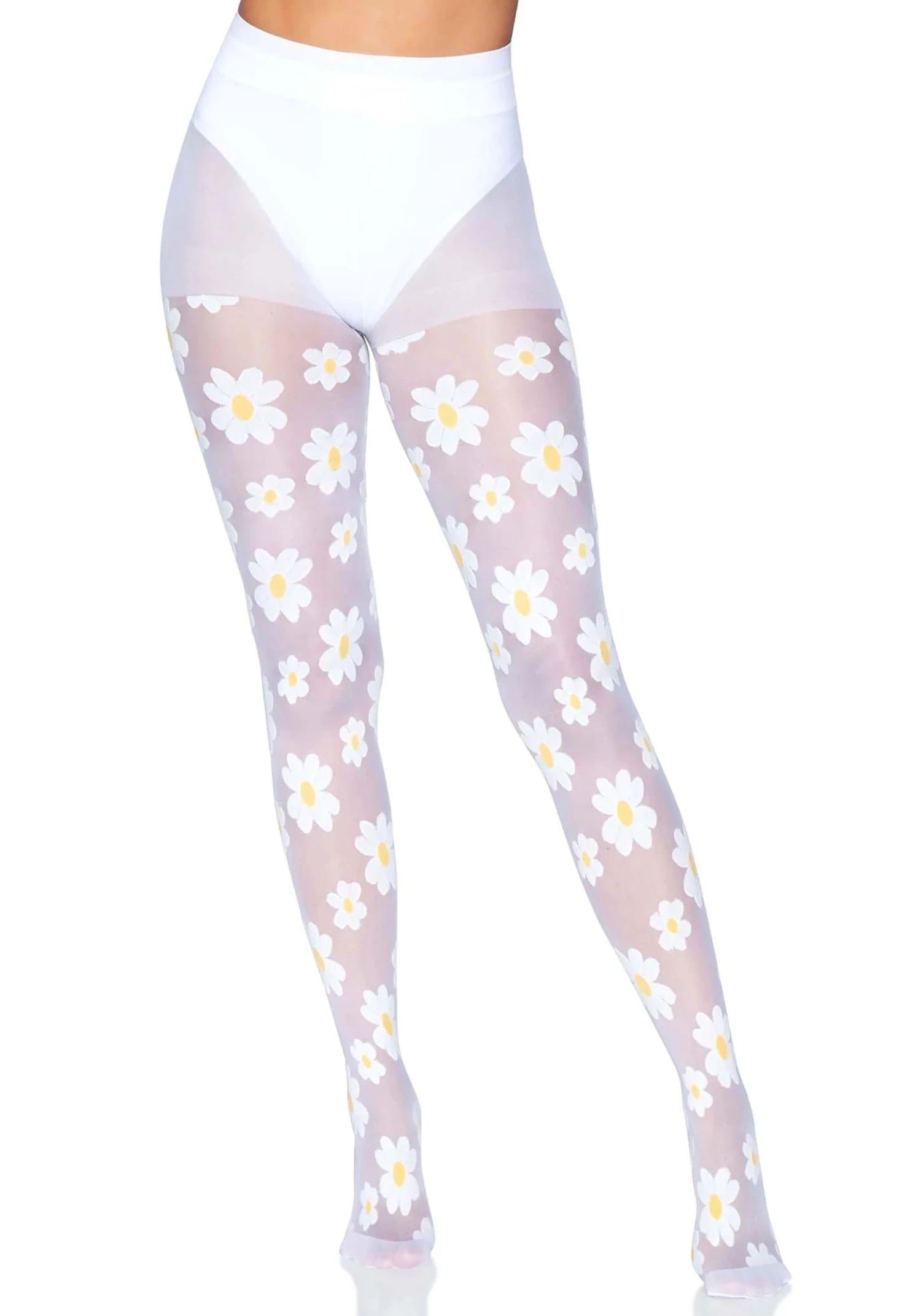 Leg Avenue Daisy White Tights For Women 4 Leg Avenue Daisy White Tights For Women - Image 4