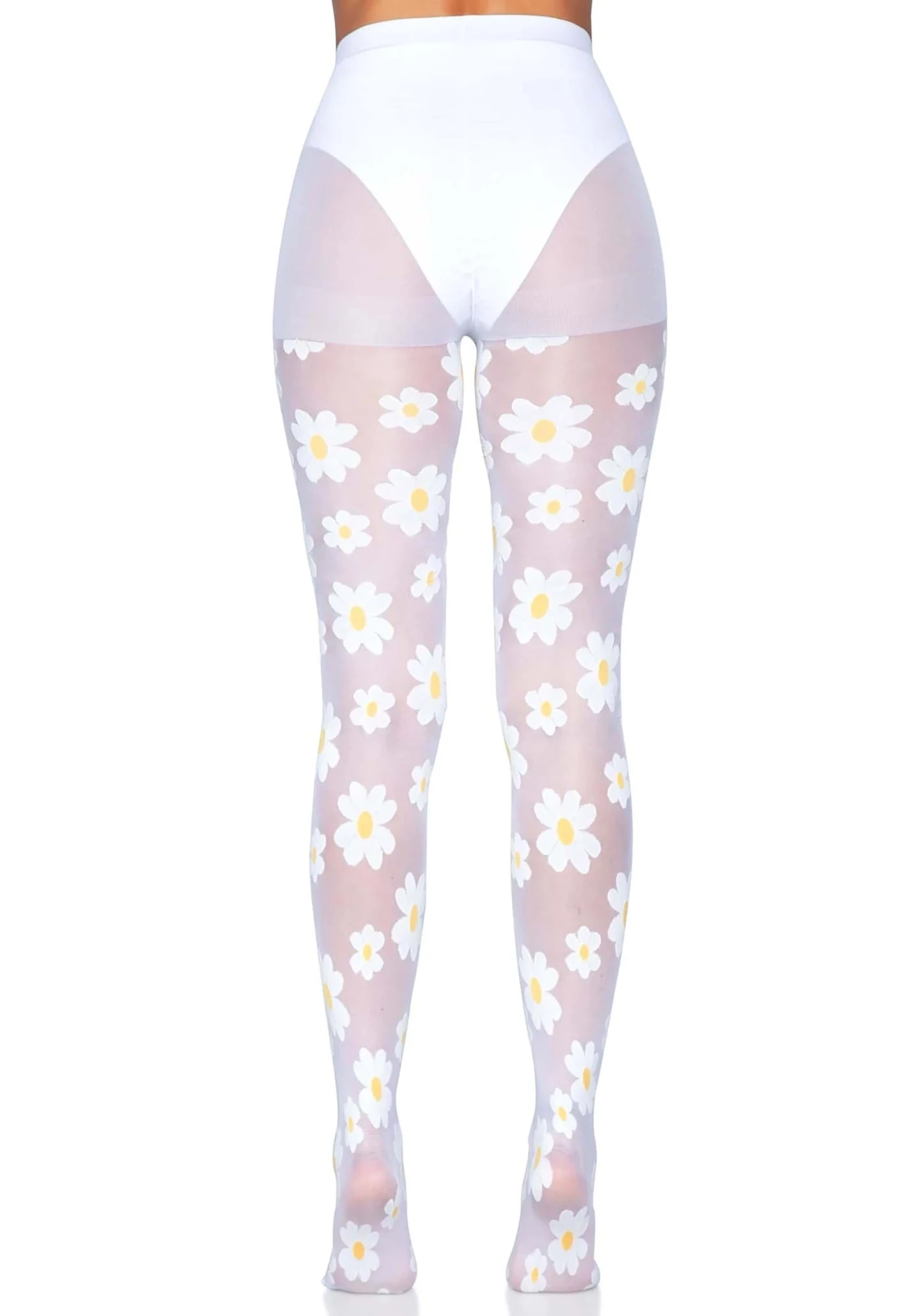Leg Avenue Daisy White Tights For Women 5 Leg Avenue Daisy White Tights For Women - Image 5