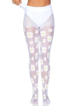 Leg Avenue Daisy White Tights For Women 14 Leg Avenue Daisy White Tights For Women -Cheap Halloween Store daisy white tights alt 6