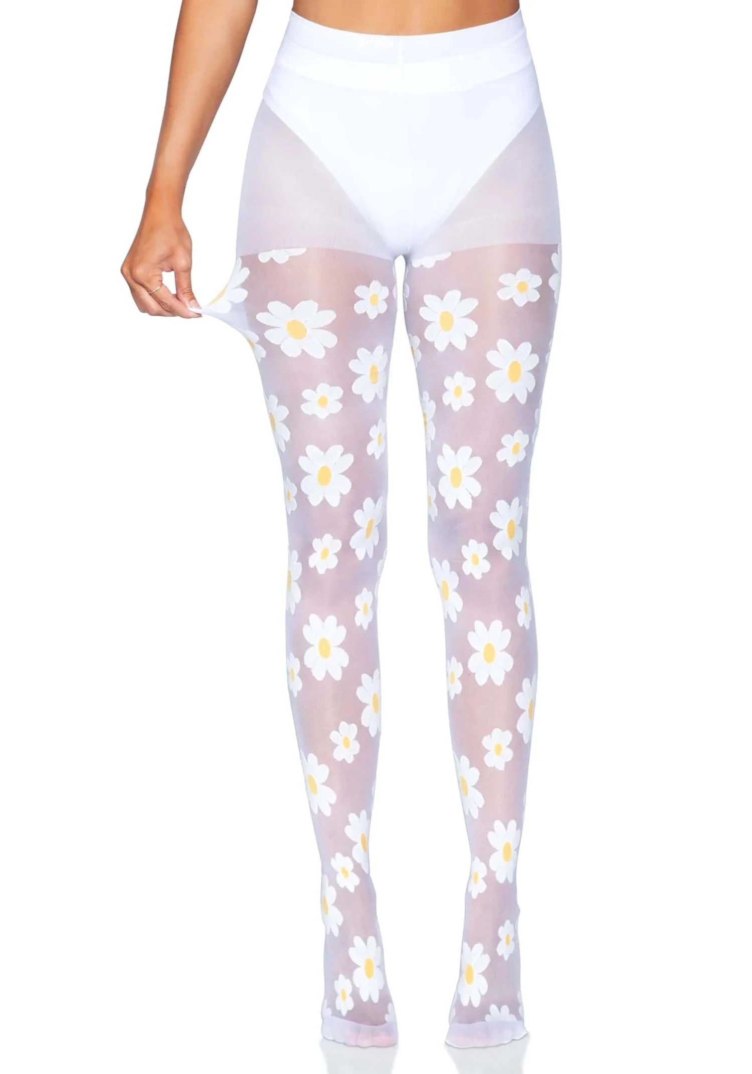 Leg Avenue Daisy White Tights For Women 8 Leg Avenue Daisy White Tights For Women - Image 8