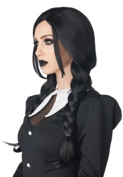 California Costume Collection Dark Gothic Black Braids Costume Wig -Cheap Halloween Store dark gothic braid black wig alt 2