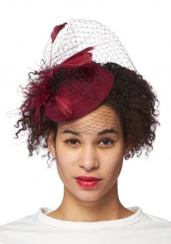 H.M. Smallwares Deep Burgundy Veiled Fascinator