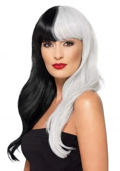 Smiffys Deluxe Black And Grey Heat Stylable Wig
