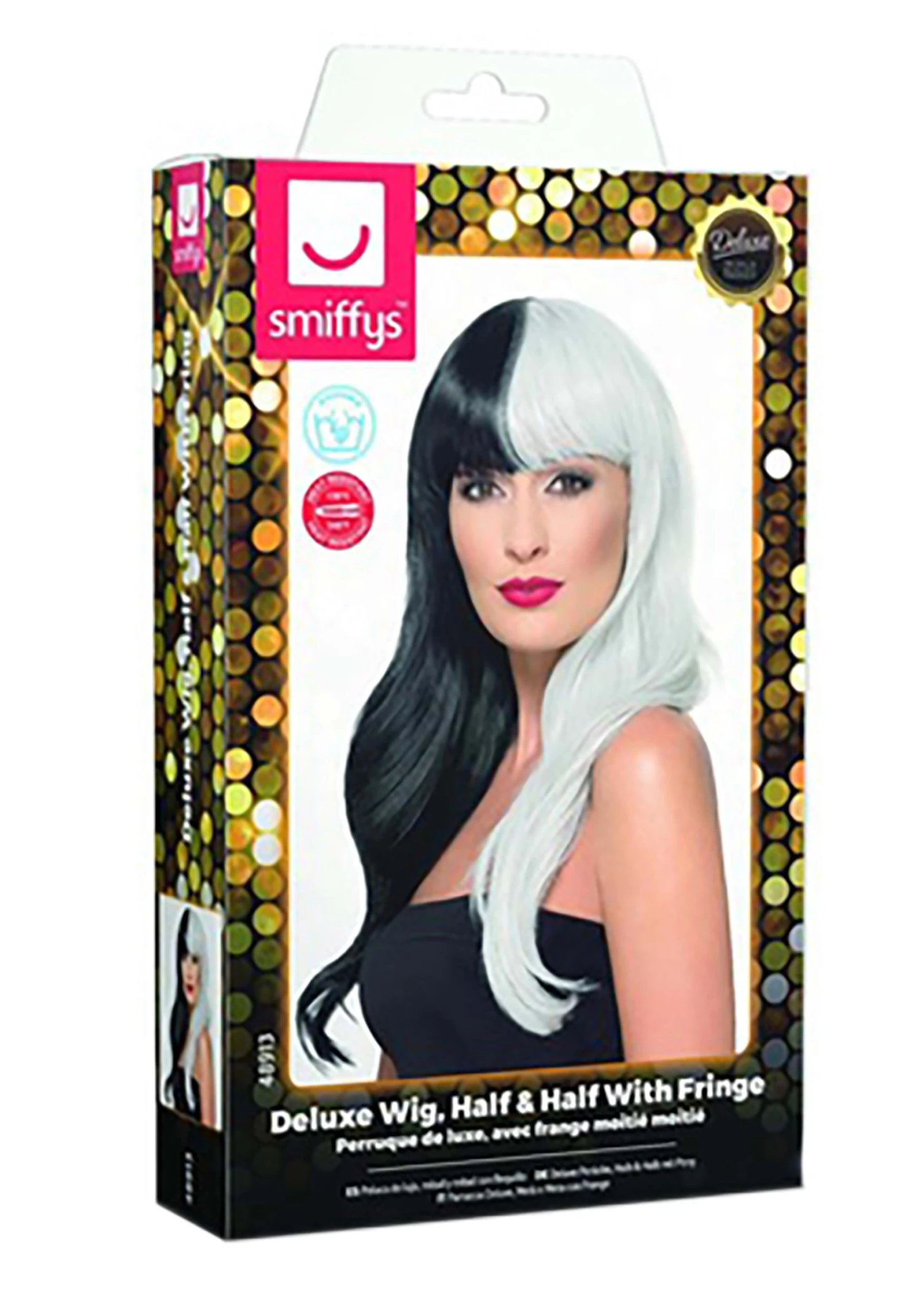 Smiffys Deluxe Black And Grey Heat Stylable Wig 2 Smiffys Deluxe Black And Grey Heat Stylable Wig - Image 2
