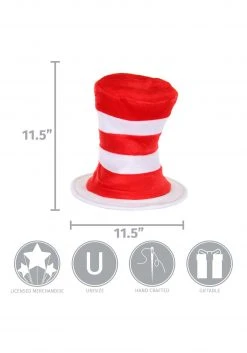 Elope Deluxe Cat In The Hat Plush Velboa Costume Hat -Cheap Halloween Store deluxe cat in the hat plush velboa hat alt 5