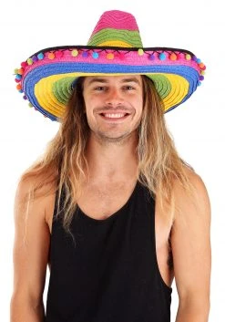 Forum Novelties, Inc Deluxe Multicolor Striped Sombrero For Adults