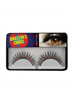 H.M. Smallwares Deluxe Self Adhesive Black Eyelashes With Red Rhinestones
