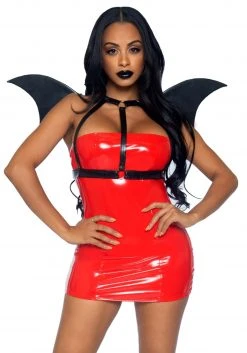Leg Avenue Faux Leather Bat Wings With Body Harness